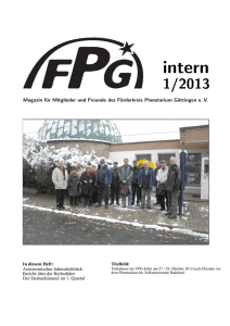 FPGintern 1/2013 - Förderkreis Planetarium Göttingen