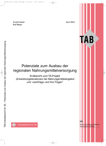 Potenziale zum Ausbau der regionalen Nahrungsmittelversorgung