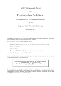 Praktikumsanleitung Physikalischen Praktikum