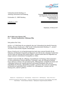 Vollständige Stellungnahme von Südzucker AG
