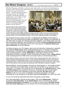 Der Wiener Kongress 1814/15 - Mittelschulvorbereitung Geschichte