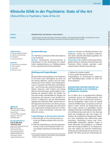 Klinische Ethik in der Psychiatrie: State of the Art