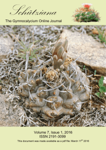 The Gymnocalycium Online Journal Volume 7, Issue 1