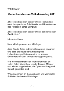 Gedenkrede von Willi Strüwer am Volkstrauertag 2011