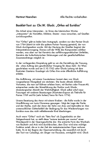 Booklet-Text zu Chr.W. Gluck: „Orfeo ed Euridice“