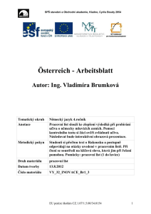 Österreich - Arbeitsblatt Autor: Ing. Vladimíra Brumková Tematický
