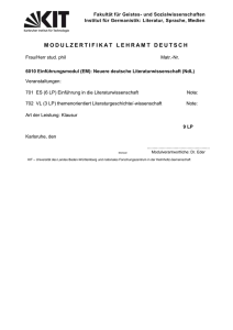 6010 Einführungsmodul (EM): Neuere deutsche Literaturwissenschaft