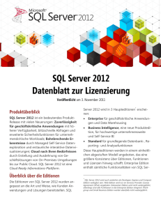 SQL Server 2012 Datenblatt zur Lizenzierung