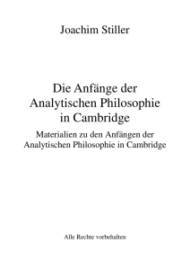 Die Anfänge der Analytischen Philosophie in Cambridge
