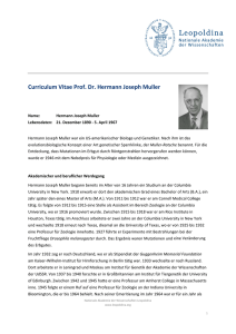 Curriculum Vitae Prof. Dr. Hermann Joseph Muller