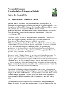 Kaktus des Jahres 2010. - Schweizerische Kakteen