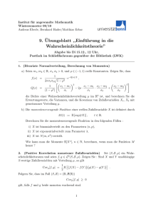9. ¨Ubungsblatt ,,Einführung in die Wahrscheinlichkeitstheorie”