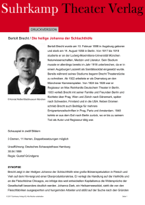 Bertolt Brecht / Die heilige Johanna der Schlachthöfe