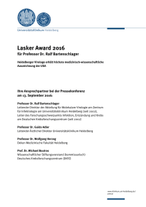Lasker Award 2016 - UniversitätsKlinikum Heidelberg