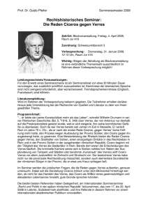 Rechtshistorisches Seminar: Die Reden Ciceros gegen Verres
