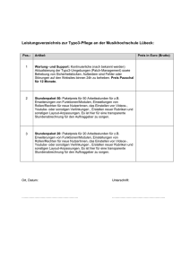 Leistungsverzeichnis zur Typo3-Pflege an der Musikhochschule