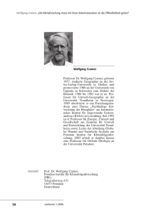 30 Professor Dr. Wolfgang Cramer, geboren 1957, studierte