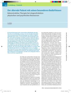 Der alternde Patient mit seinen besonderen Bedürfnissen
