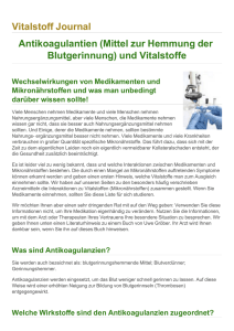 Vitalstoff Journal Antikoagulantien (Mittel zur Hemmung der