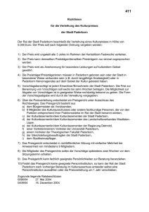Richtlinien für die Verleihung des Kulturpreises der Stadt Paderborn