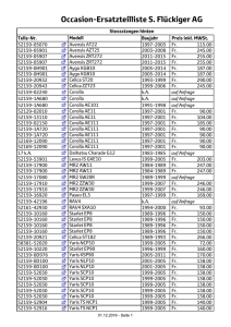 Occasions-Ersatzteile Liste