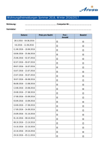 Verfügbarkeit und Preise Sommer 2016 bis Winter 2016/17