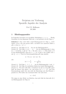 Scriptum zur Vorlesung Spezielle Aspekte der Analysis