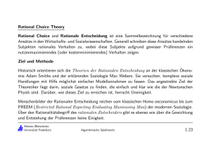 Rational Choice Theory Rational Choice and Rationale