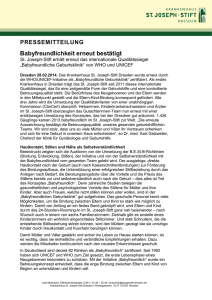 Babyfreundlichkeit erneut best&auml;tigt - St. Joseph
