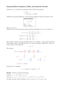 Exponentialform komplexer Zahlen und Eulersche Formeln