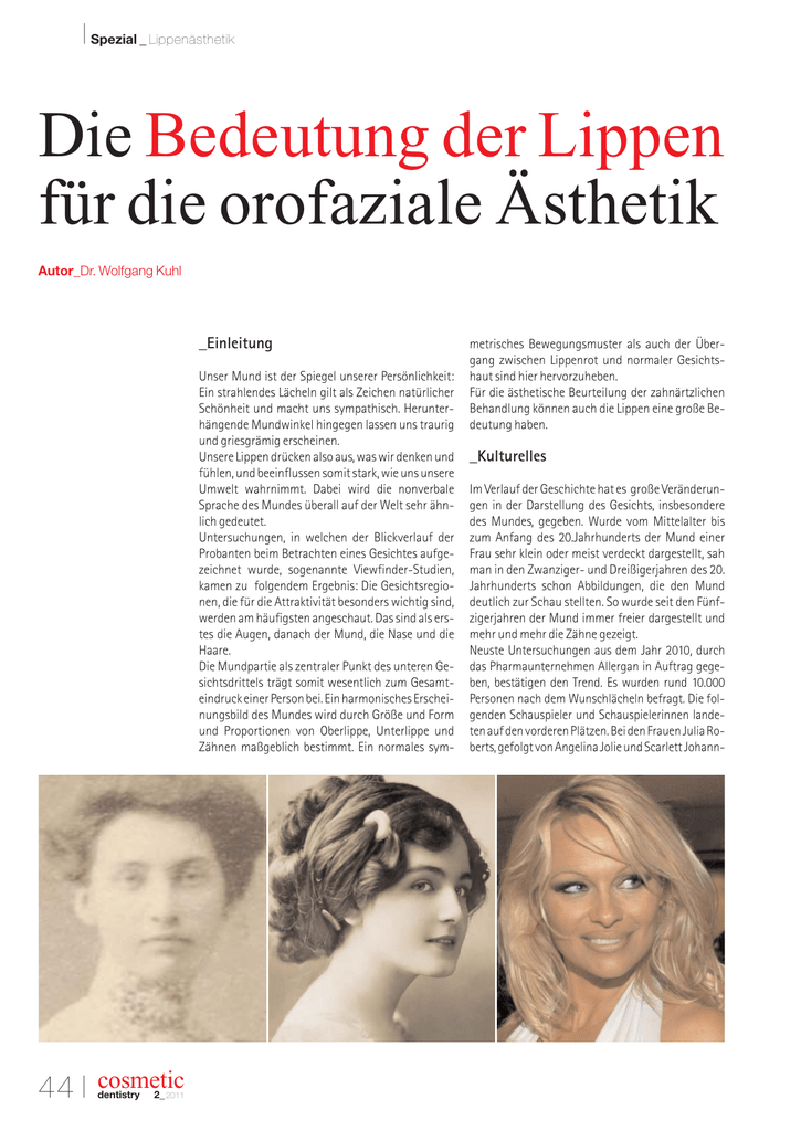 Die Bedeutung Der Lippen Fur Die Orofaziale Asthetik