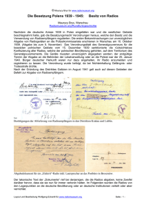 Die Besetzung Polens 1939 - 1945 - Besitz von Radios