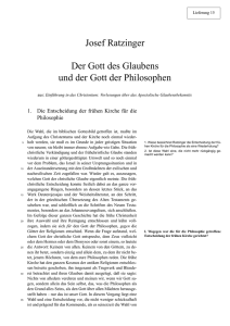 Josef Ratzinger Der Gott des Glaubens und der Gott der Philosophen