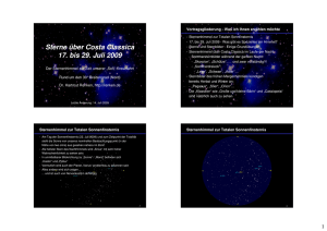 Sterne über Costa Classica 17. bis 29. Juli 2009