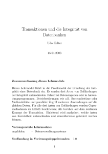 Transaktionen und die Integrität von Datenbanken