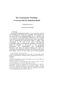Der Ursprung der Wendung res incorporalis im römischen Recht1
