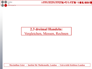 2.3 dreimal Handeln: Vergleichen, Messen, Rechnen Sachrechnen