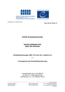 Dritte Evaluationsrunde. Konformitätsbericht über die Schweiz