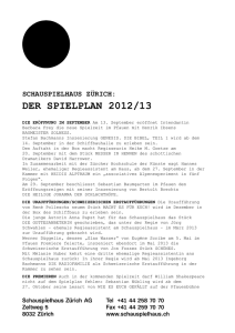 Spielplan 2012/13 - Schauspielhaus Zürich