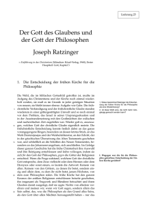 Der Gott des Glaubens und der Gott der Philosophen Joseph