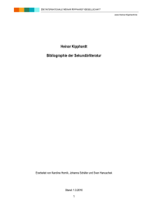 Heinar Kipphardt Bibliographie der Sekundärliteratur