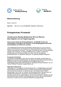 Medienmitteilung Basel, 8. Mai 2014 Sperrfrist: Bitte nicht vor dem 8