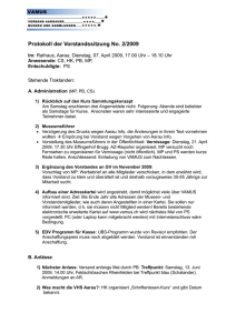 Protokoll der Vorstandssitzung No. 2/2009 Im: Rathaus, Aarau