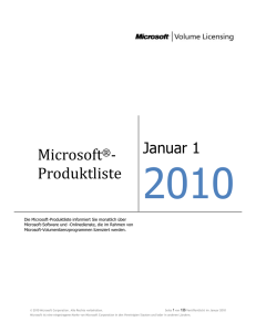 ProduktLISTE - Microsoft Volume Licensing