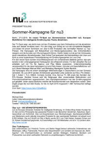 PRESSEMITTEILUNG Sommer-Kampagne für nu3 Berlin, 27.5.2015