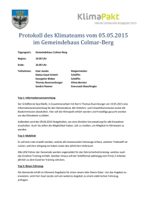 Protokoll des Klimateams vom 05.05.2015 im Gemeindehaus
