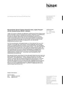 Renommierter German Design Award für hüma HYDRO PARQUET
