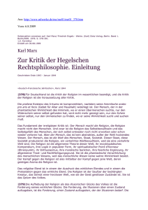Marx. K., Zur Kritik der Hegelschen Rechtsphilosophie. Einleitung, in