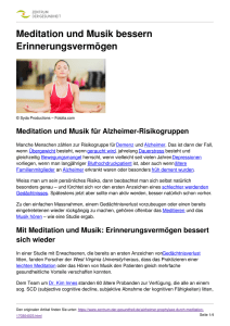 Meditation und Musik bessern Erinnerungsvermögen