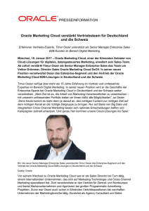 Oracle Marketing Cloud verstärkt Vertriebsteam für Deutschland und